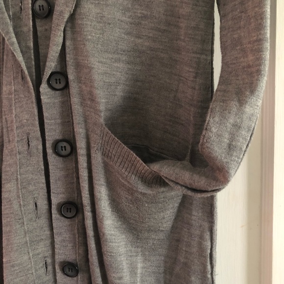 M. Rena grey long button up cardigan sweater, med - Picture 2 of 7